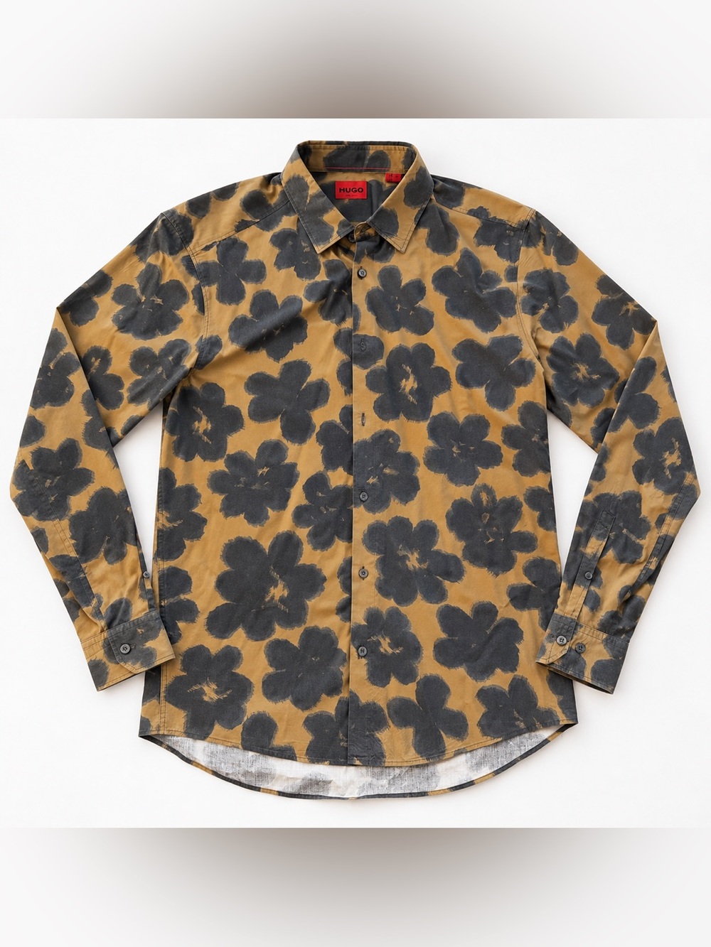 Hugo Floral Button Down Shirt in Orange & Black